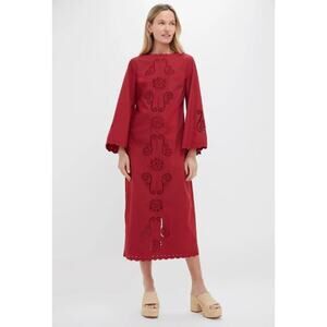 CAROLINA K Red Lumi Embroidered Cutout Dress Size L NWT Retail $545 Tuckernuck